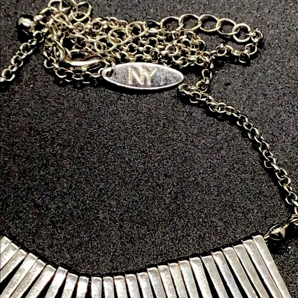 Bundle, 2 silver tone necklaces by New York. 1 spike sunburst and 1 multi strand - Picture 4 of 8